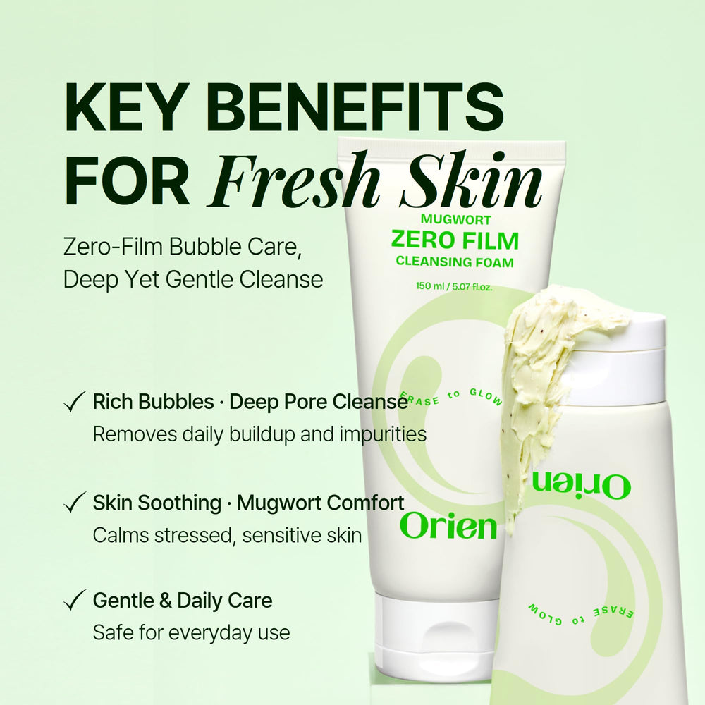 Orien Mugwort Zero Film Flacon 150ml, texture douce idéale pour le nettoyage quotidien