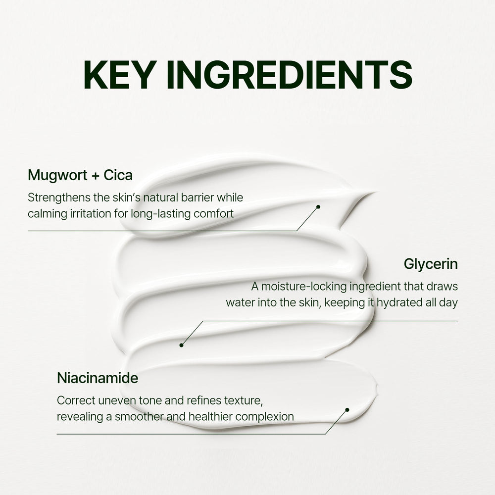 Orien Mugwort Zero Film – hydratation profonde grâce au panthénol et à l'acide hyaluronique.