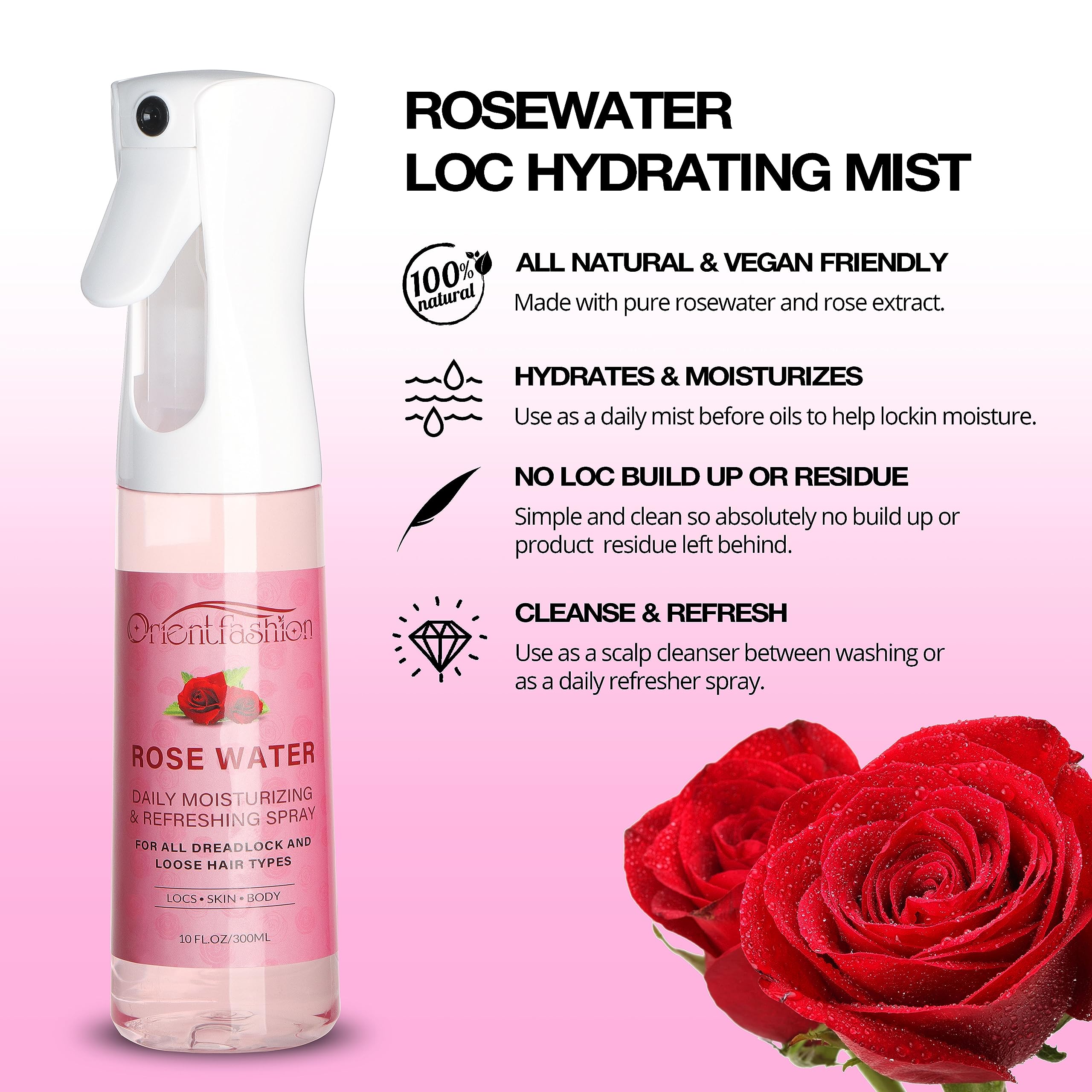 Orientfashion spray rafraichissant locs: rafraîchit entre les lavages sans residu