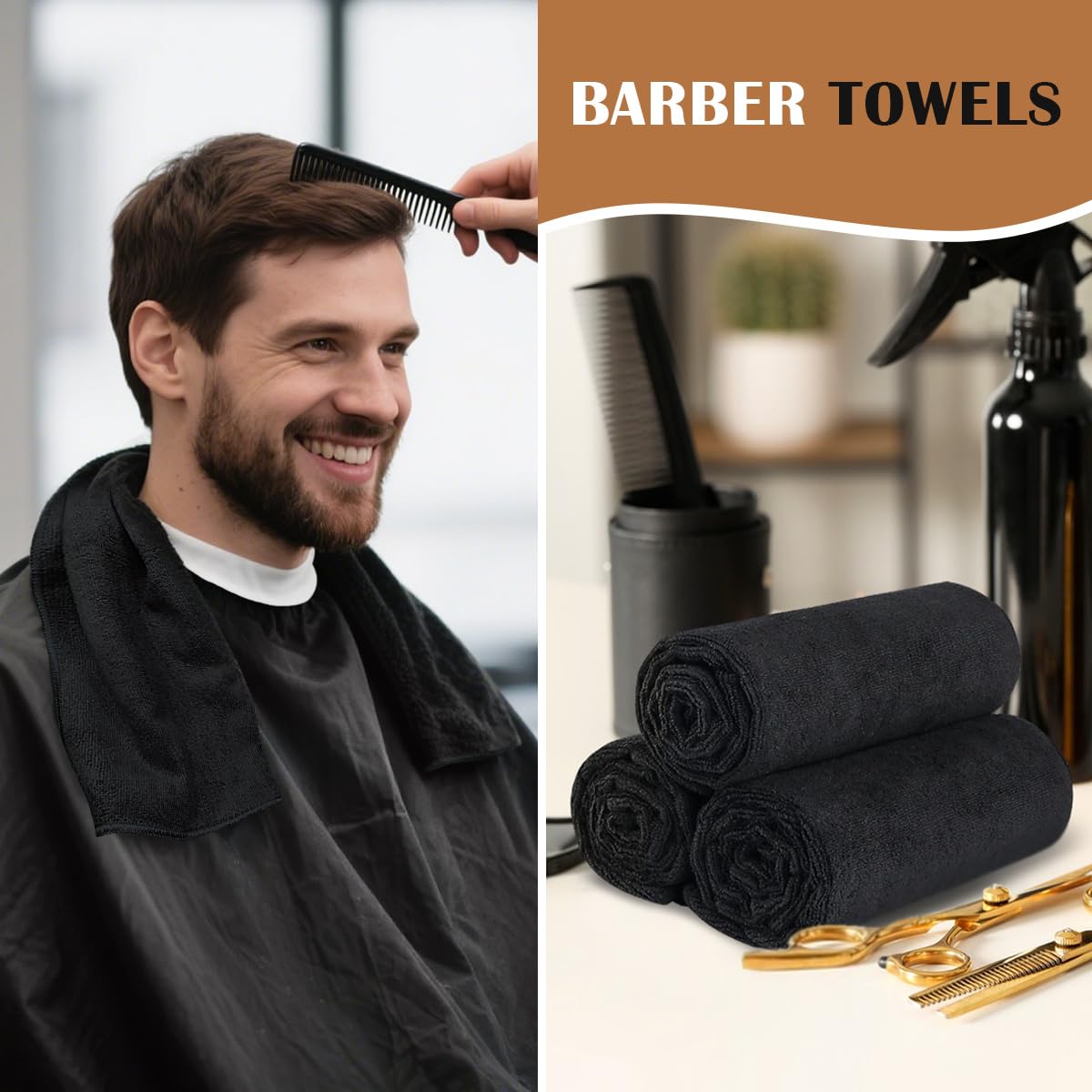 Orighty serviettes noir avec bords renforcés, durables après lavages répétés.