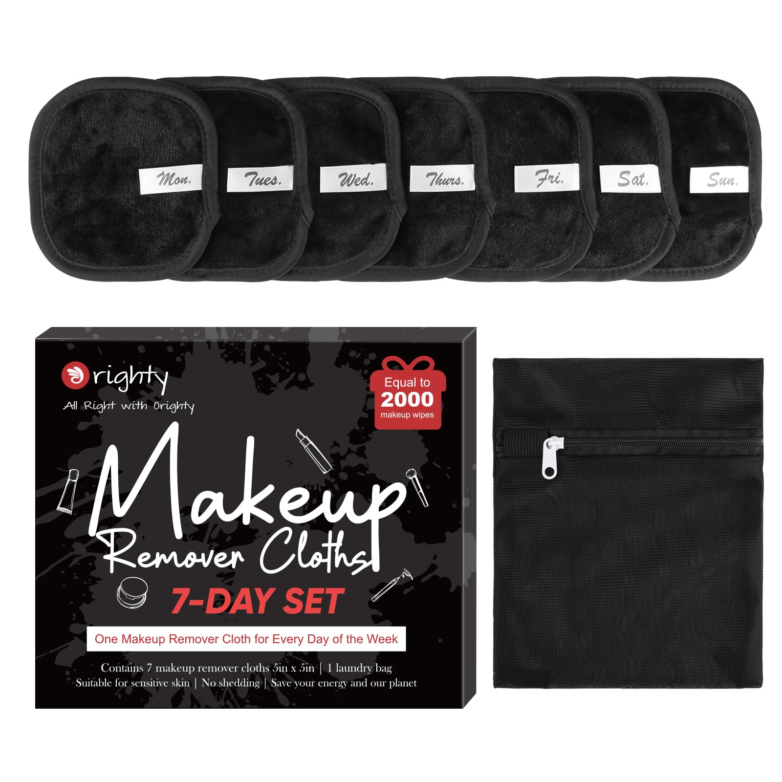 Orighty lingettes démaquillage ensemble 7 jours – douceur premium pour le visage.