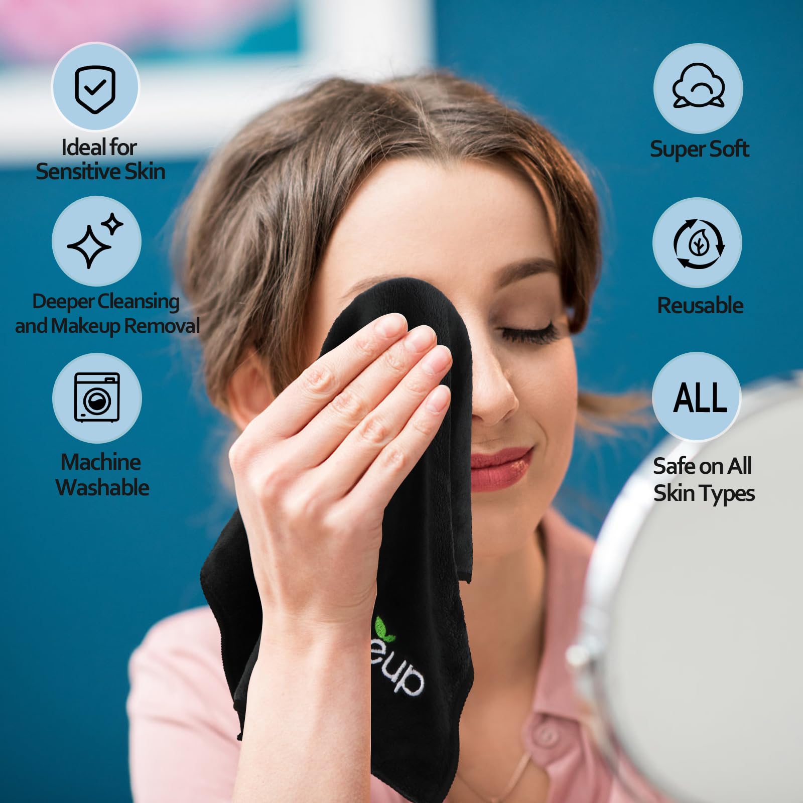 Orighty nettoyage visage démaquillage microfibre 13x13 noir efficace