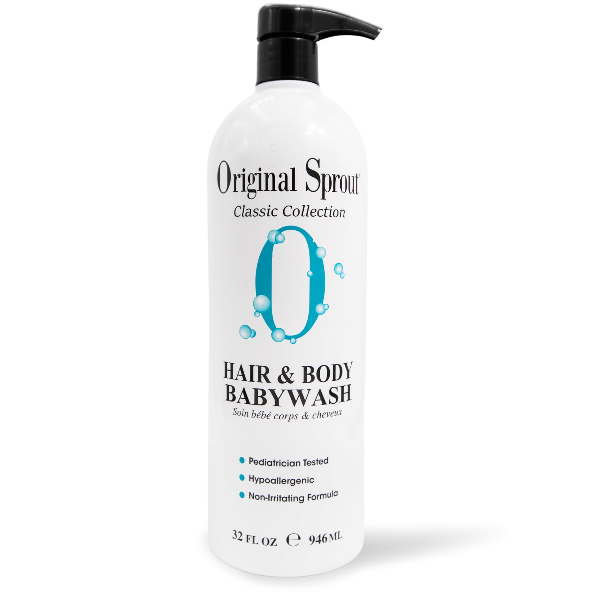 Original Sprout Bébé Shampoing et Gel Douche, bouteille 32 oz pour usage quotidien.