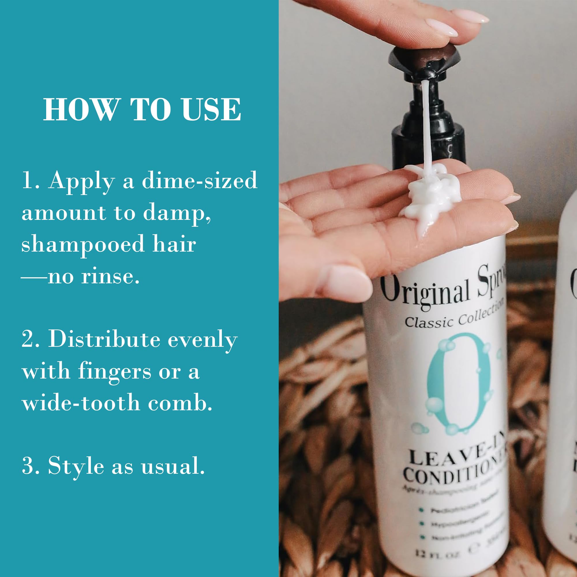 Original Sprout conditionneur sans rinçage, usage avant la nage pour protéger les cheveux.