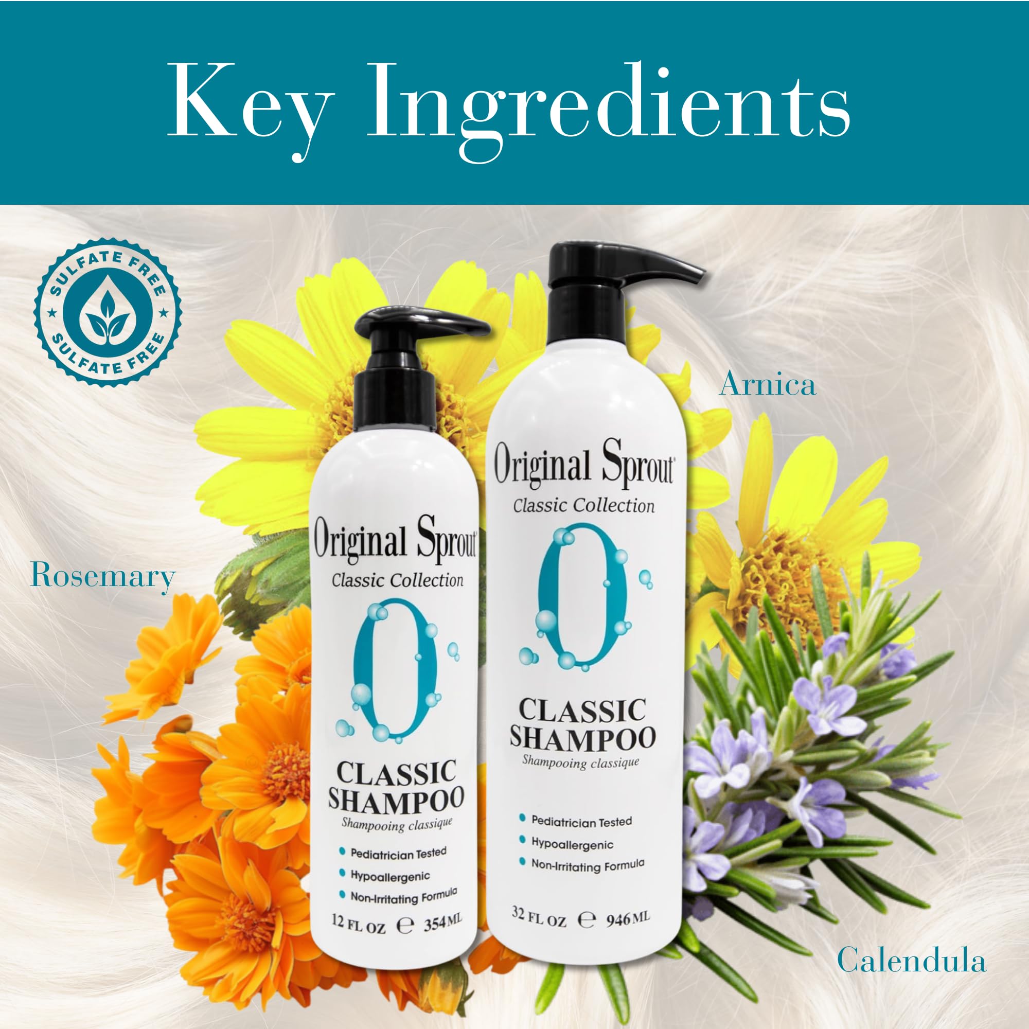 Original Sprout Shampoing Classique – botanicals arnica, apaise le cuir chevelu.