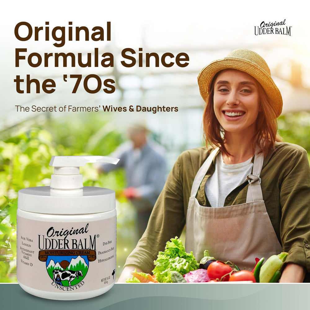 Original Udder Balm – crème mains sèches pour hydratation durable.