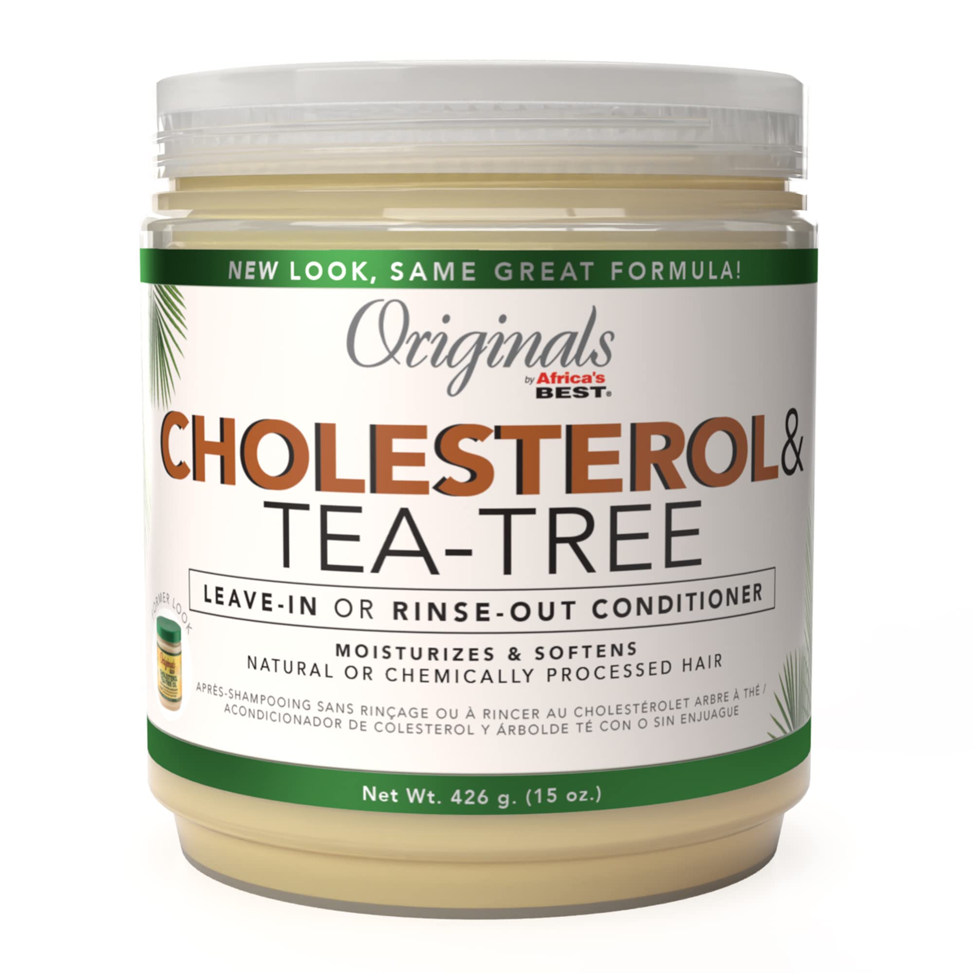 Bouteille Originals by Africa's Best Cholesterol Tea Tree Oil pour hydrater les cheveux.