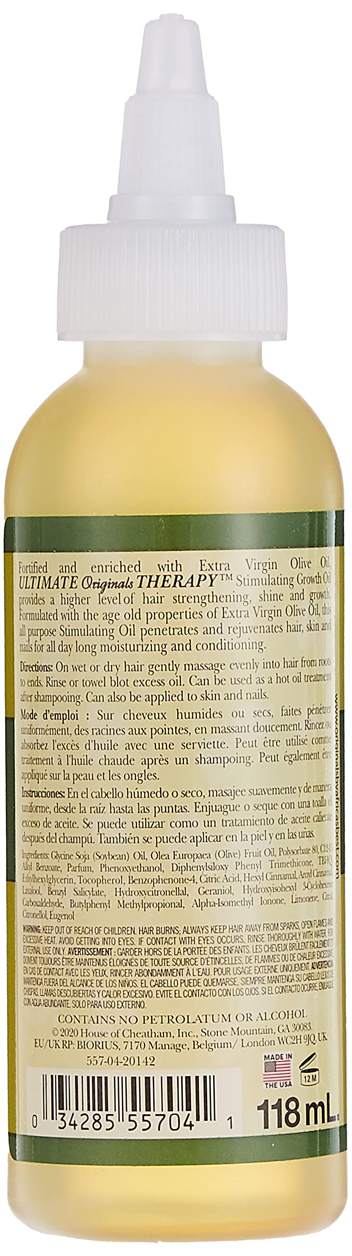 Originals by Africa's Best huile d'olive stimulant pour peau et visage, hydratation en profondeur.