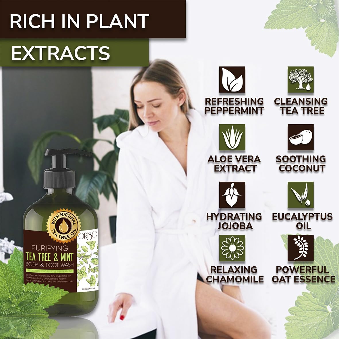 Creamy suds of ORISO Tea Tree Mint for hydrated cleansing.