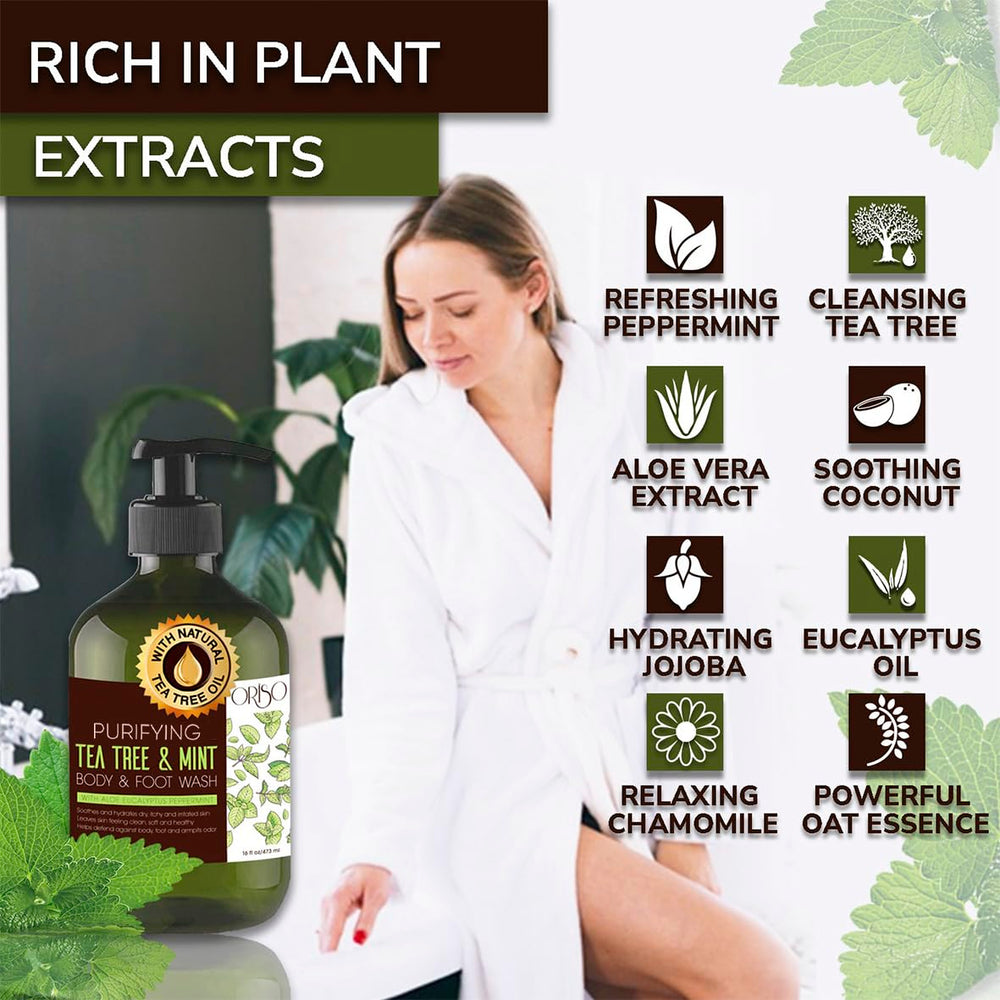 Creamy suds of ORISO Tea Tree Mint for hydrated cleansing.