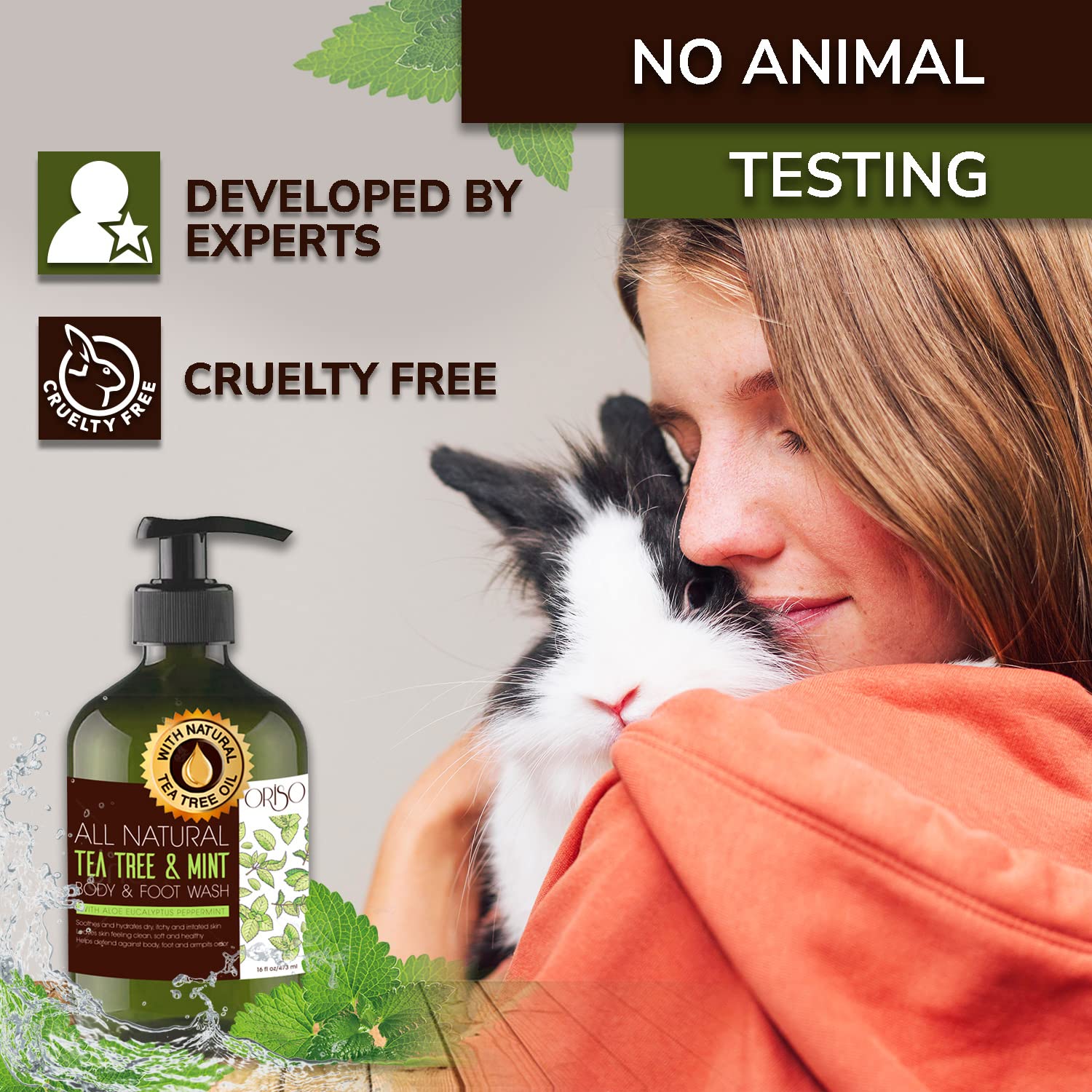 ORISO Tea Tree Mint foot care wash refreshing feet after activity.