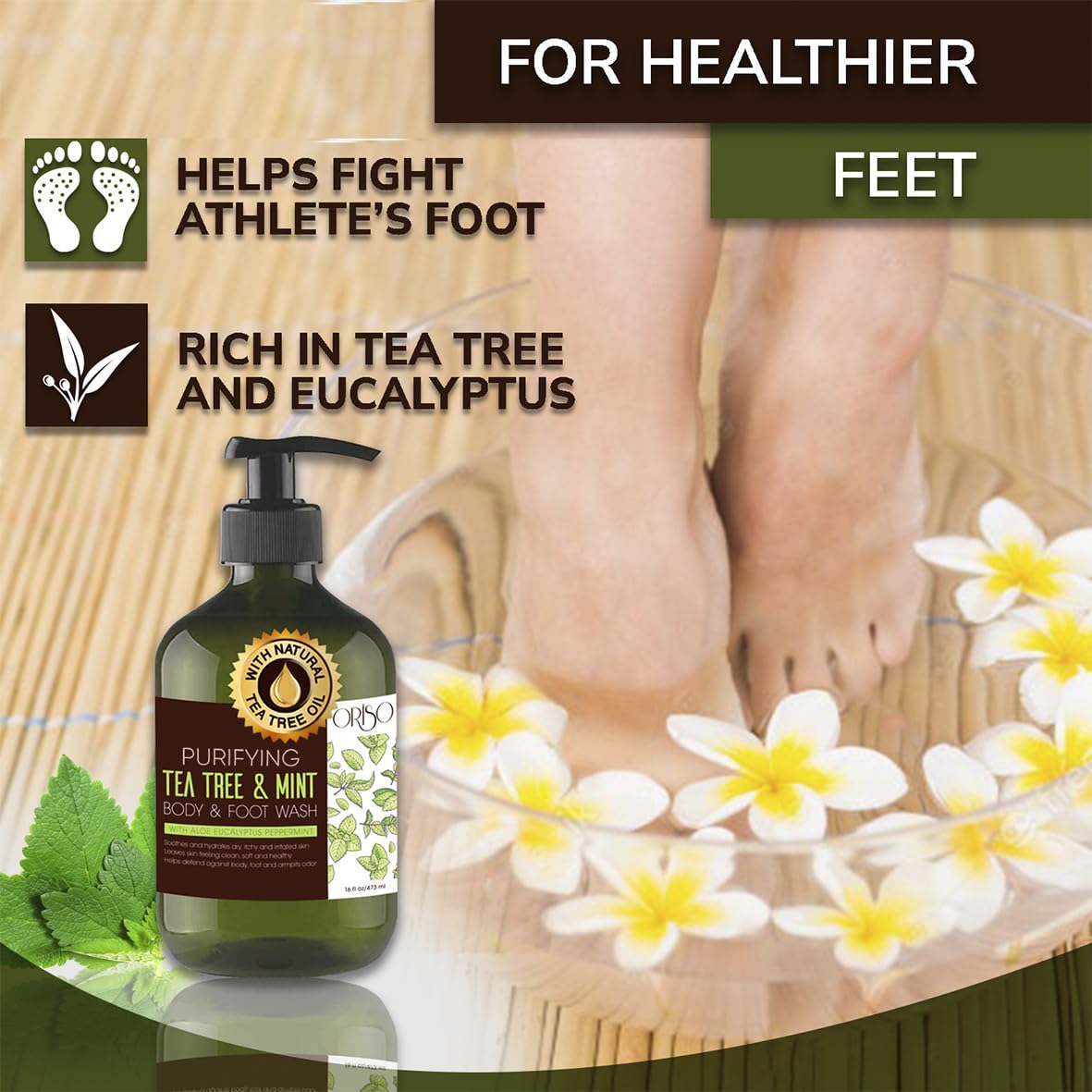 Cool, refreshing ORISO Tea Tree Mint shower experience for mornings.
