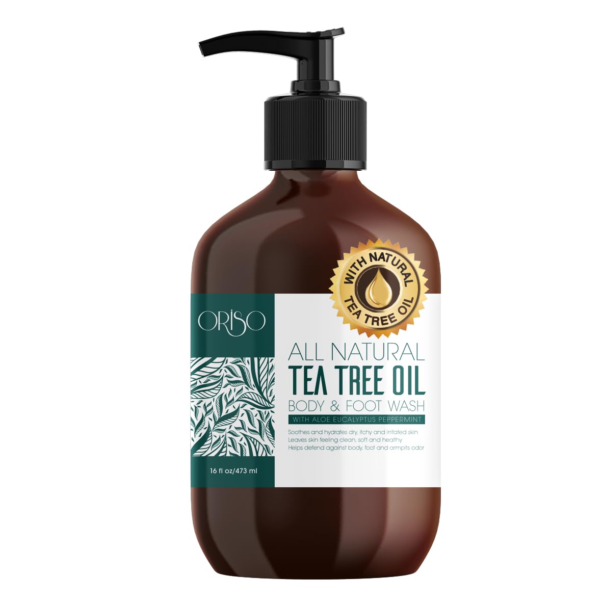 ORISO Tea Tree Oil Body Wash bottle with moisturizing cleanse for daily care