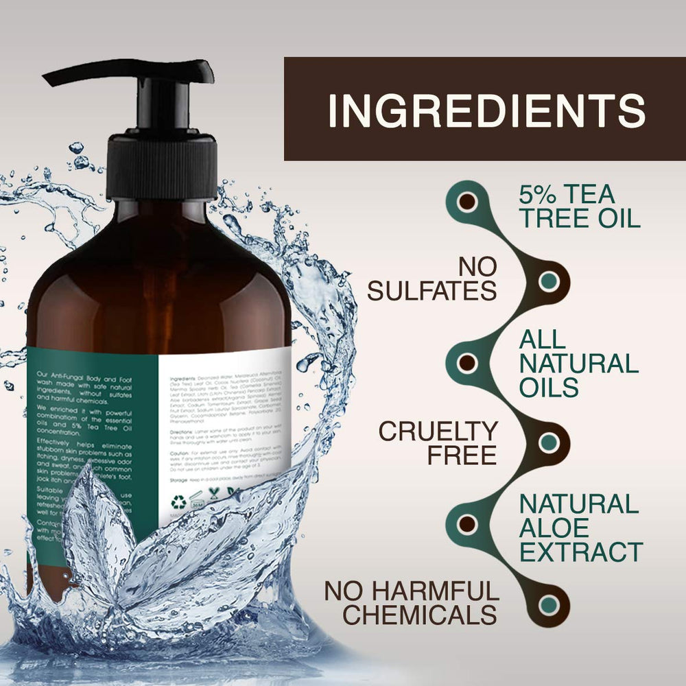 Close-up of ORISO Tea Tree Oil Body Wash foamy lather with mint scent