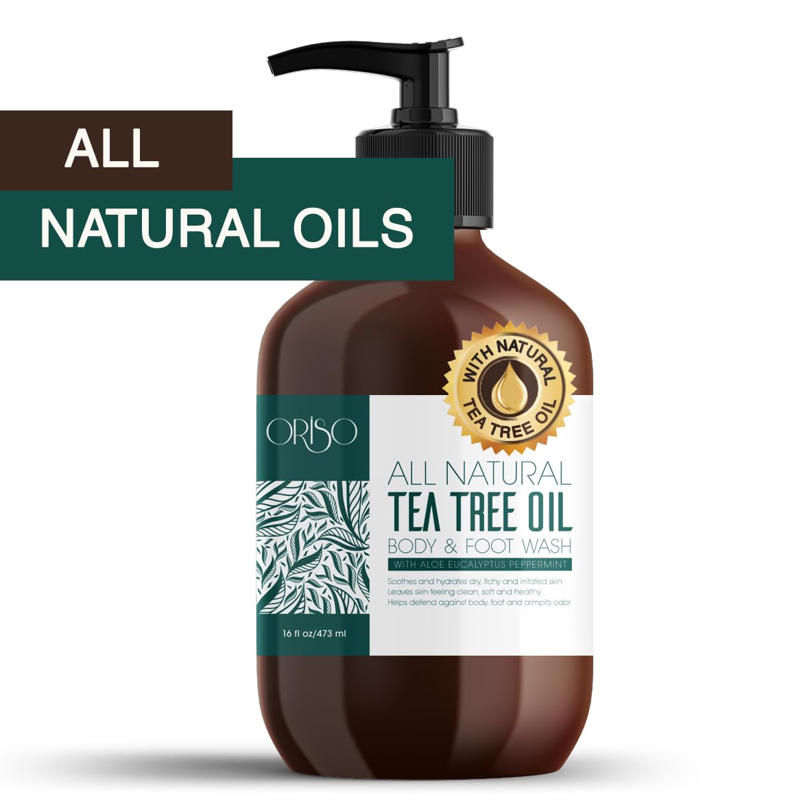 ORISO Tea Tree Oil Body Wash in a bathroom scene for daily routine