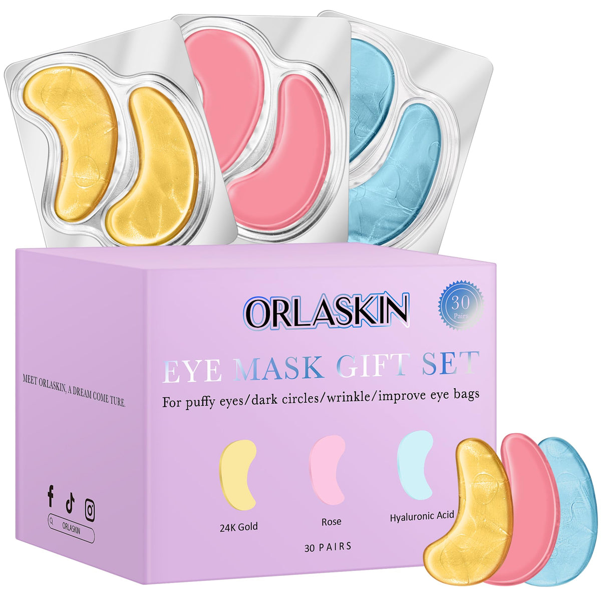 ORLASKIN masque yeux rose pour hydratation et éclat du regard.