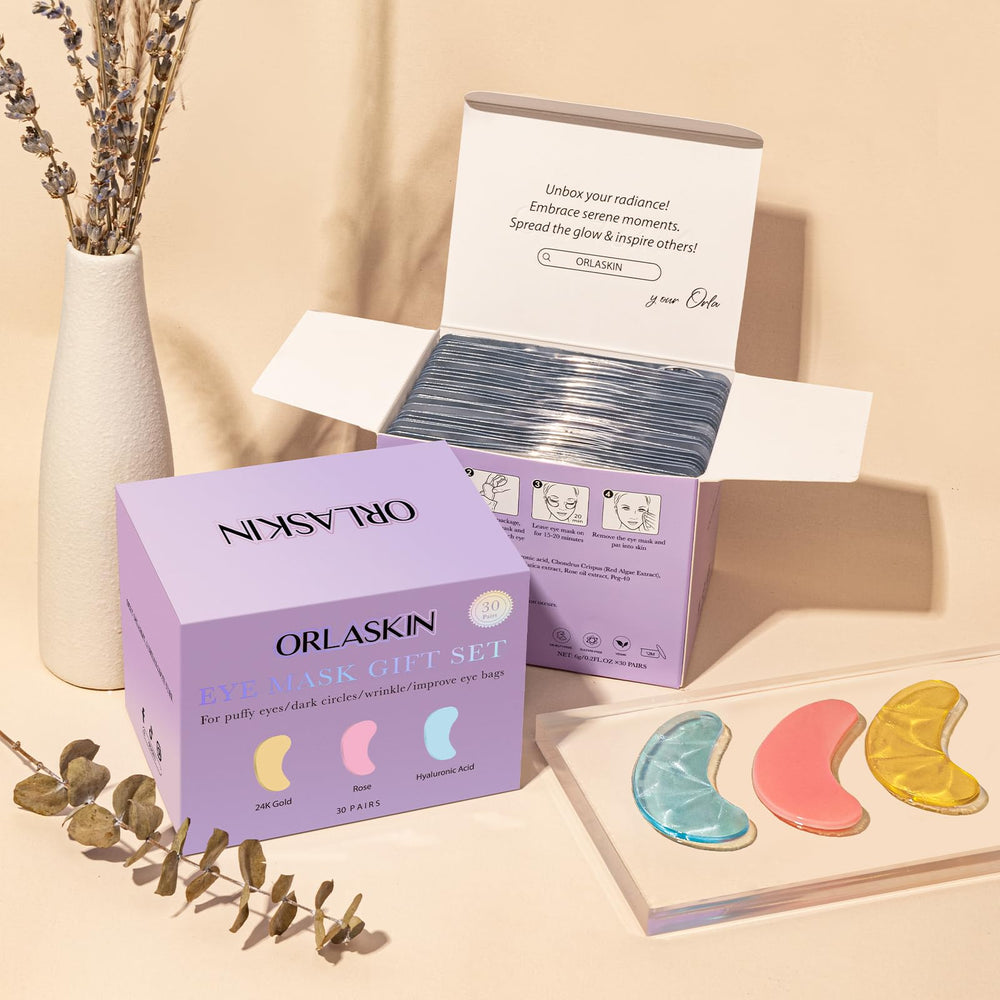 ORLASKIN patchs yeux hyaluronique, texture douce et absorption efficace.