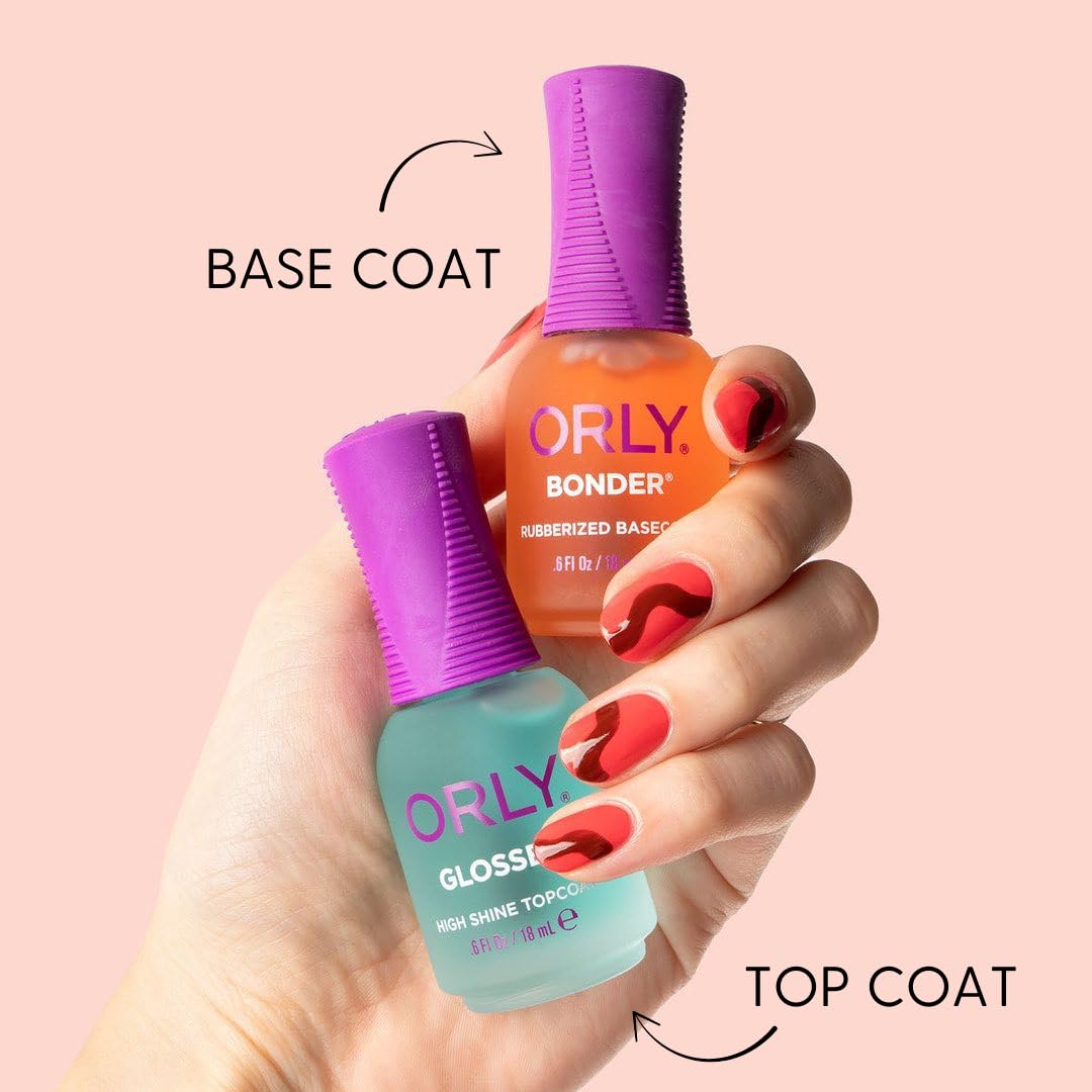 Orly Bonder Basecoat: texture caoutchoutée visible, améliore l'adhésion du vernis.