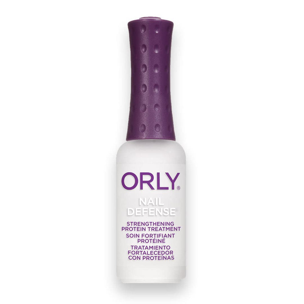 Orly Nail Defence, bouteille montrant l’usage en base protectrice et fortifiante pour les ongles.