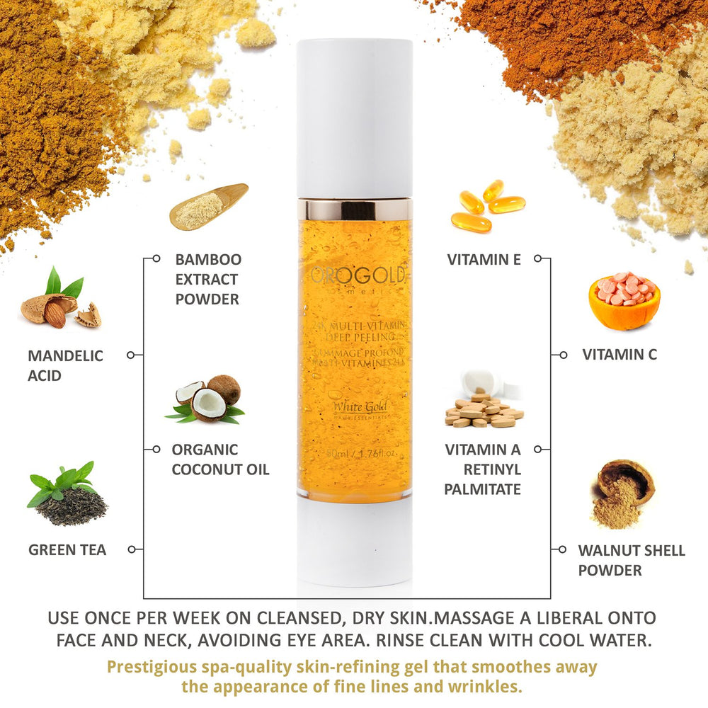 Orogold poudre de polissage bambou et noix – peau plus lisse et satinée.