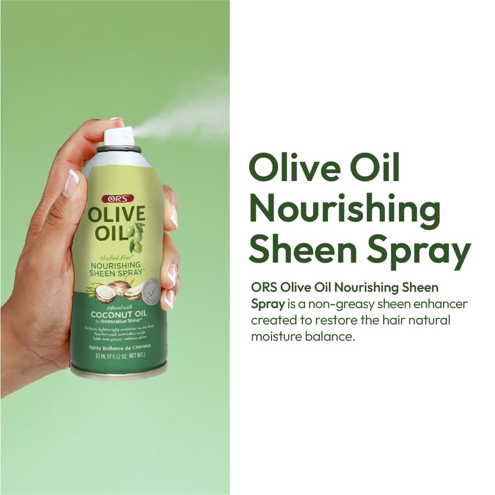 ORS bouteille spray huile d'olive et coco, pratique pour retouches rapides.