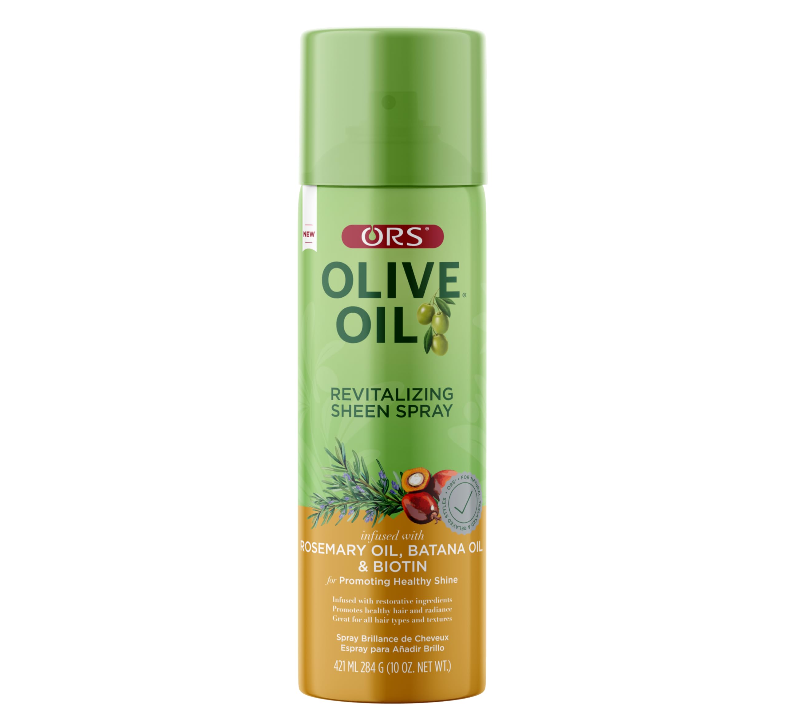 ORS Huile d’Olive Spray Brillance Bouteille: brillance légère sans alourdir.