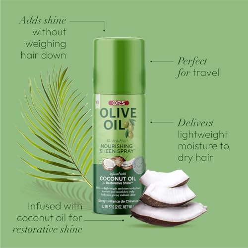 ORS ingrédients huile d'olive et coco, nourrissent et revitalisent.