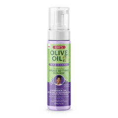 ORS Mousse: bouteille Lavande pour hydratation douce des tresses.