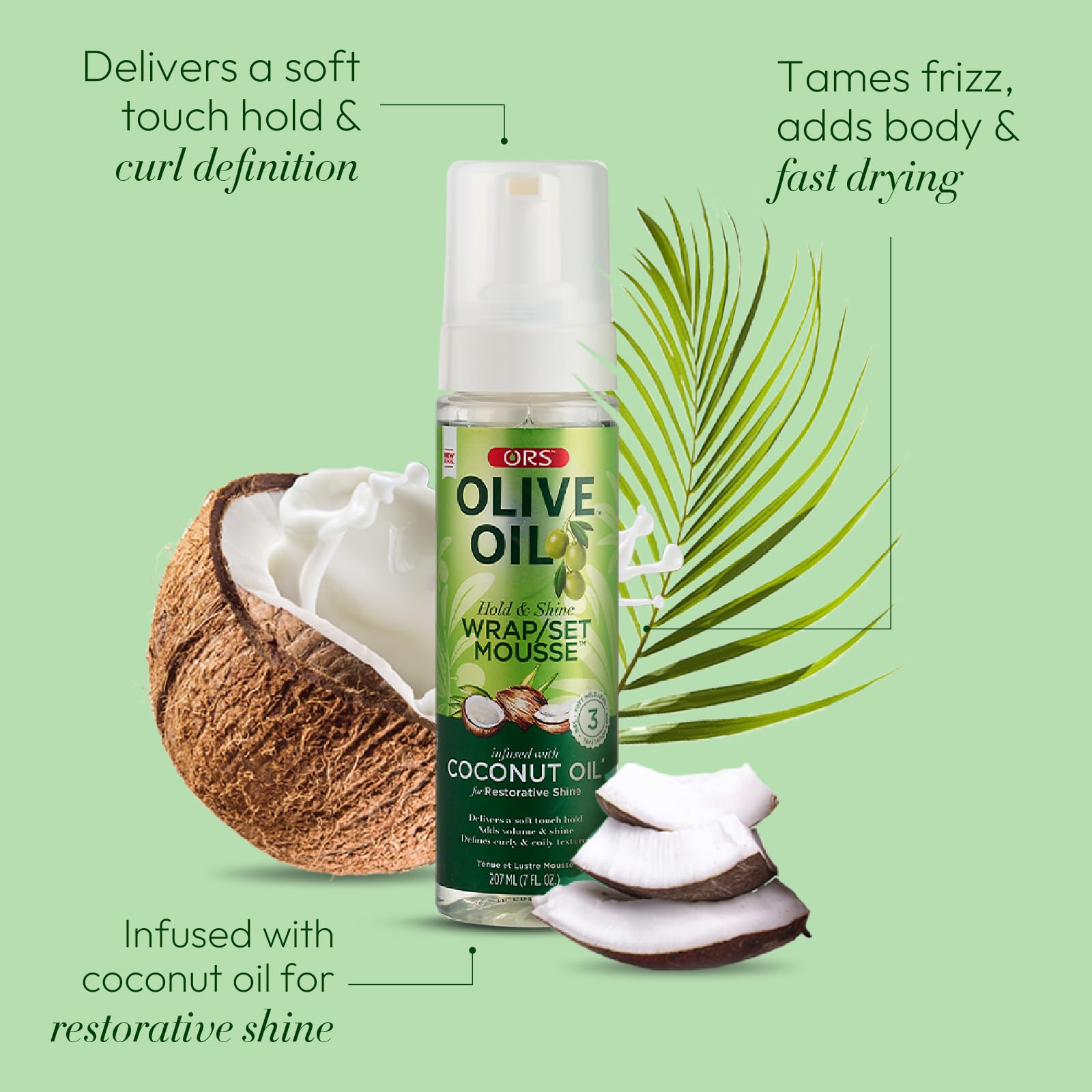 ORS Mousse Hydratation Panthenol: cheveux hydratés et nourris.