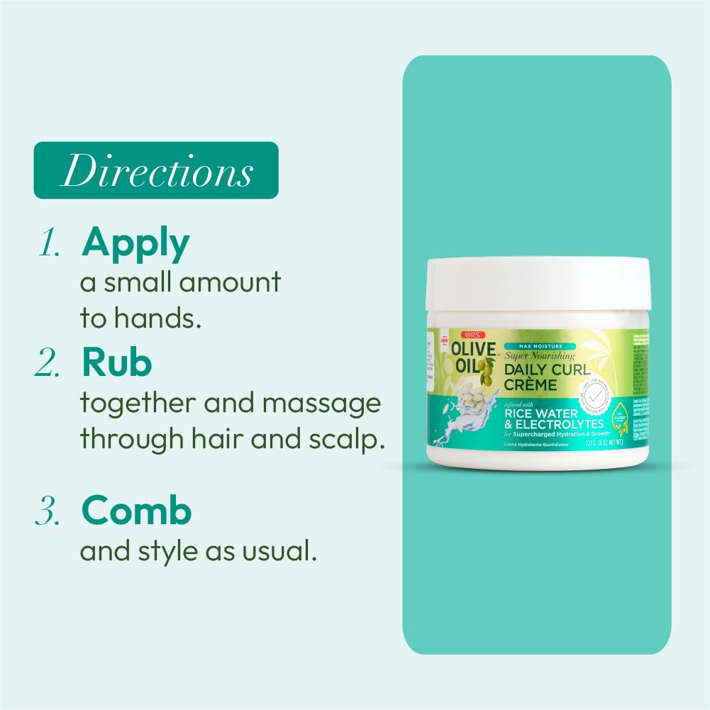 ORS Olive Oil Max Moisture usage quotidien pour cheveux hydratés et sains.