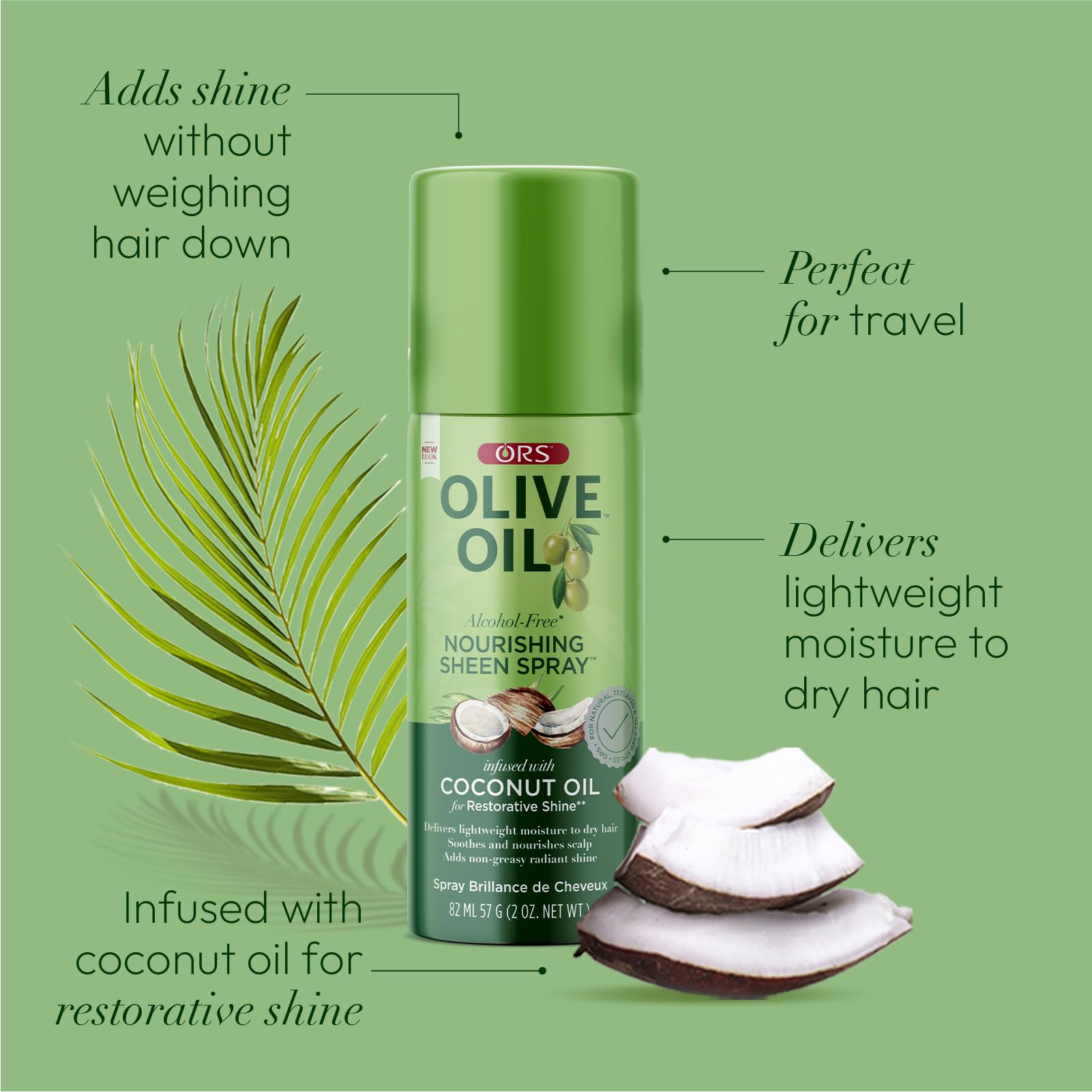 ORS Olive Oil Nourishing Sheen Spray mist dispenses evenly for luster
