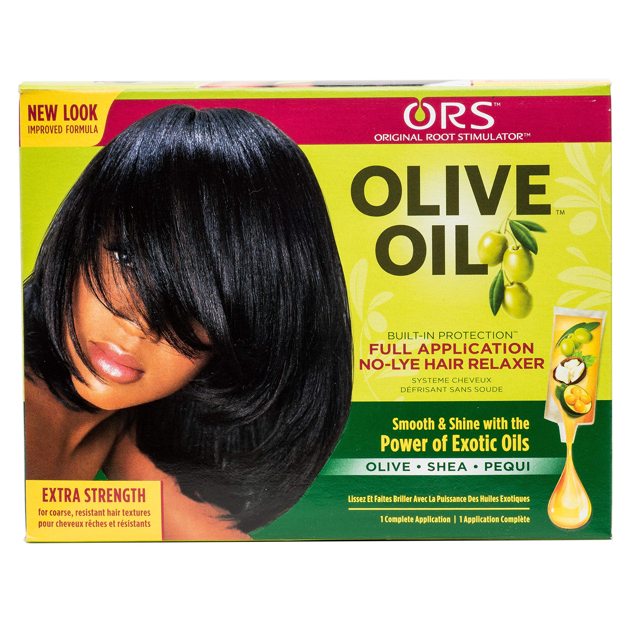 ORS Olive Oil relaxer packaging shown for easy handling and conditioning treatment prep