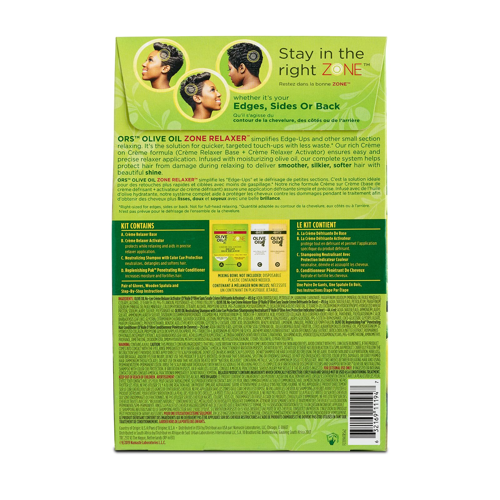 ORS Olive Oil Zone Relaxer Kit base image highlights moisturizing base.