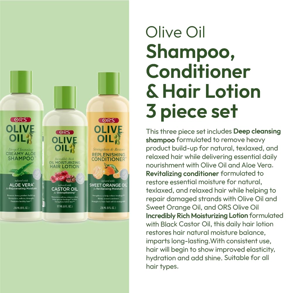 ORS Replenishing Conditioner bottle for moisture and shine.