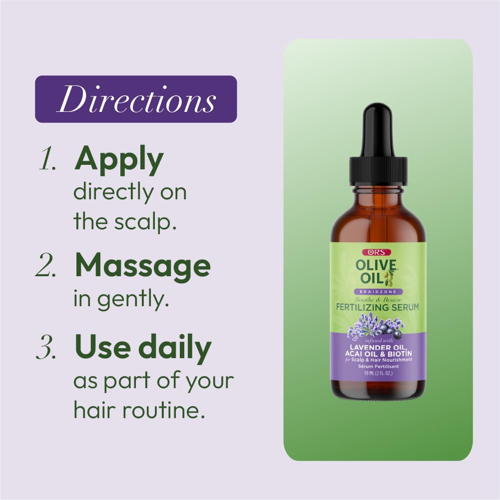 ORS Serum Braidzone : cuir chevelu hydraté après application.