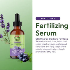 ORS Serum Braidzone : lavande et huile d’olive pour un parfum apaisant.
