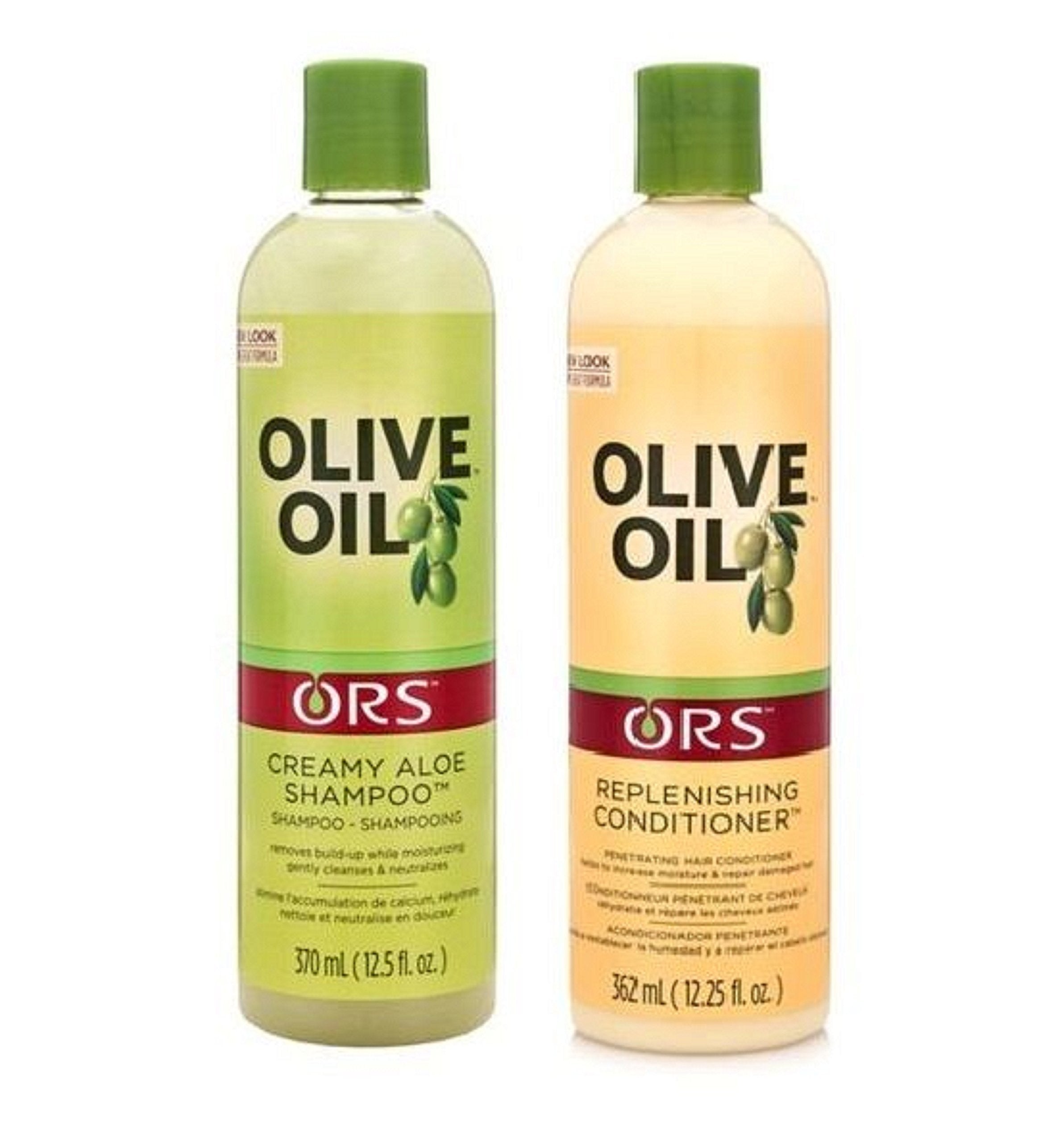 ORS Shampoing crème olive Aloe, flacon élégant offrant hydratation légère et parfum frais.