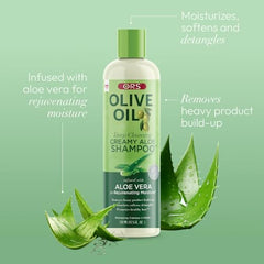 Texture cremeuse du shampooing ORS, douceur instantanée.