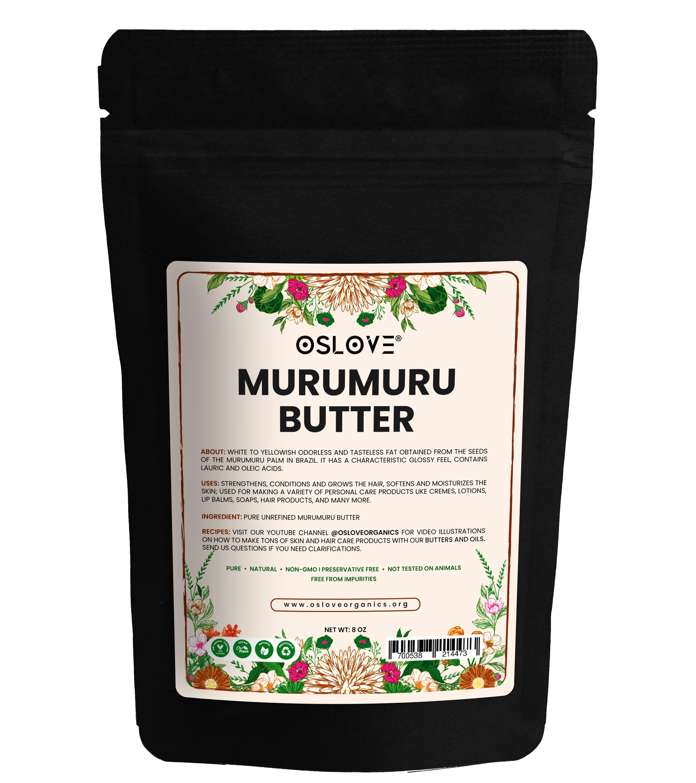 Beurre Murumuru Oslove Organics, texture soyeuse pour peau douce et hydratée.