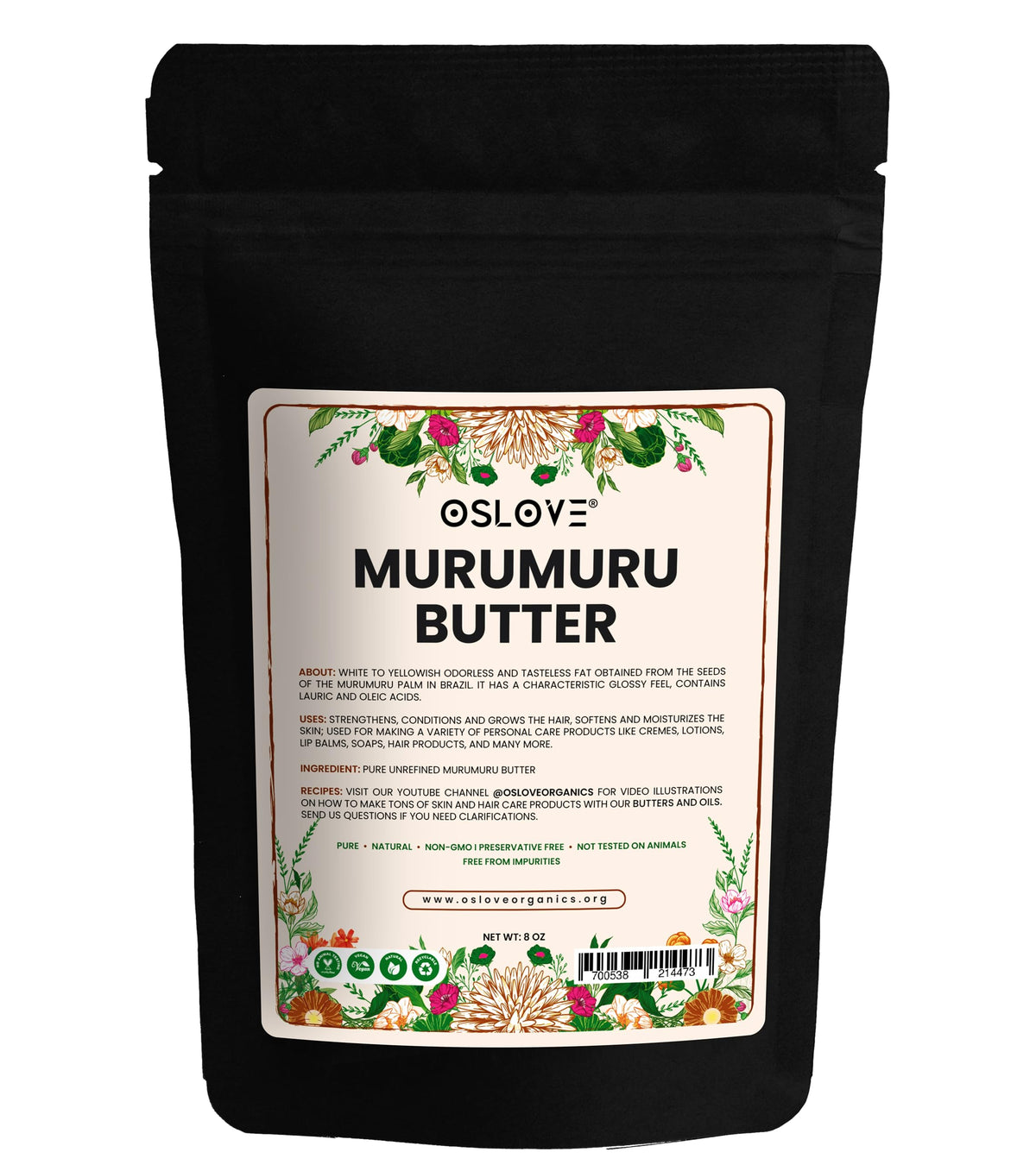 Beurre Murumuru Oslove Organics, texture soyeuse pour peau douce et hydratée.