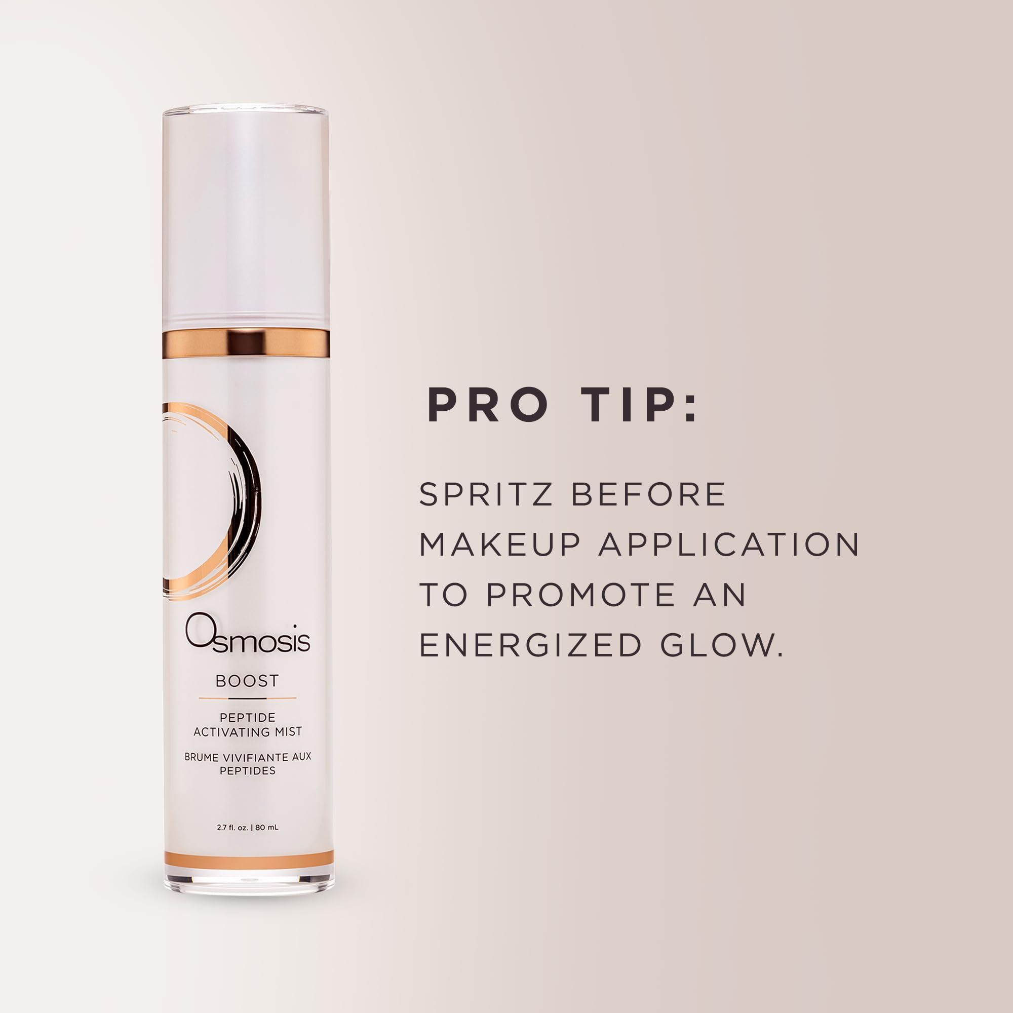 OSMOSIS BOOST brume appliquée sur le visage, sensation de fraîcheur et confort