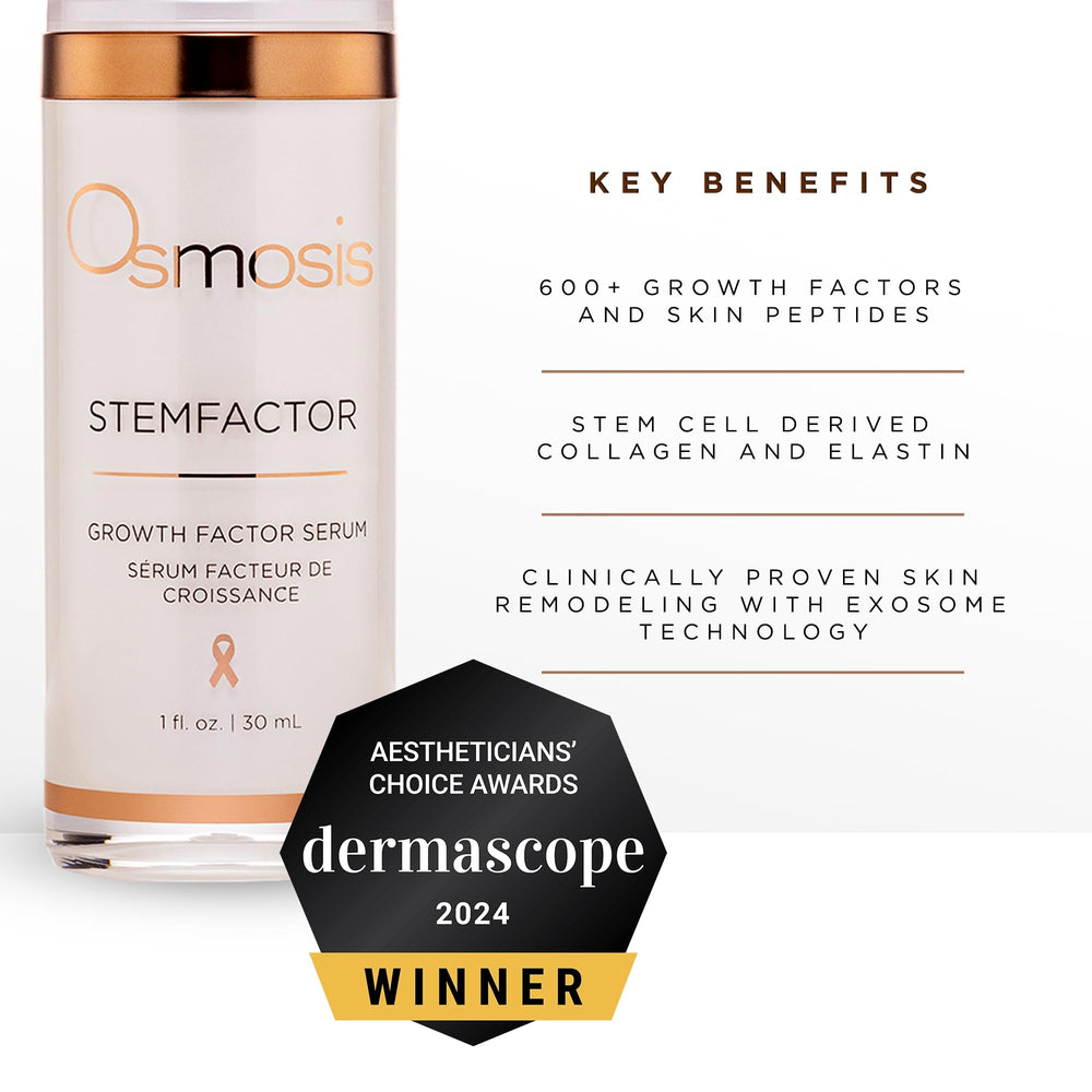 OSMOSIS StemFactor sérum visage emballage neuf, expérience utilisateur soignée.