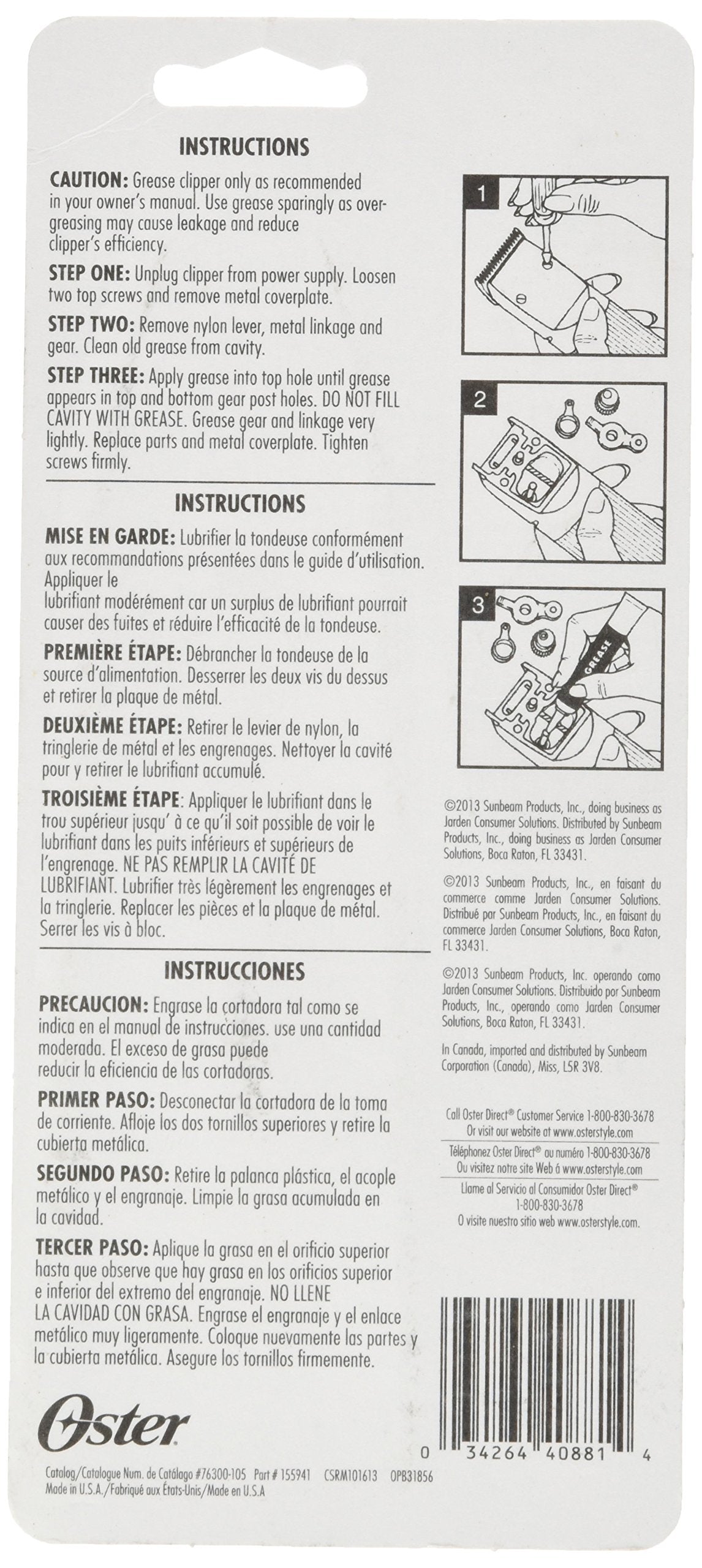 Application sur lame Oster Gear Lube, refroidit les lames et réduit le frottement