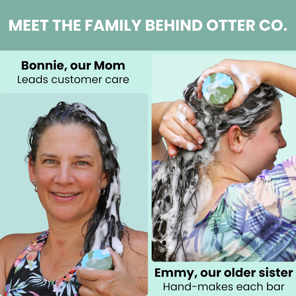 Otter Co barre-shampoing sans sulfates: formule douce pour cuirs sensibles.