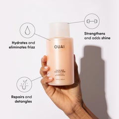 Après-shampooing OUAI en bouteille pour cheveux épais, démêlage facilité.