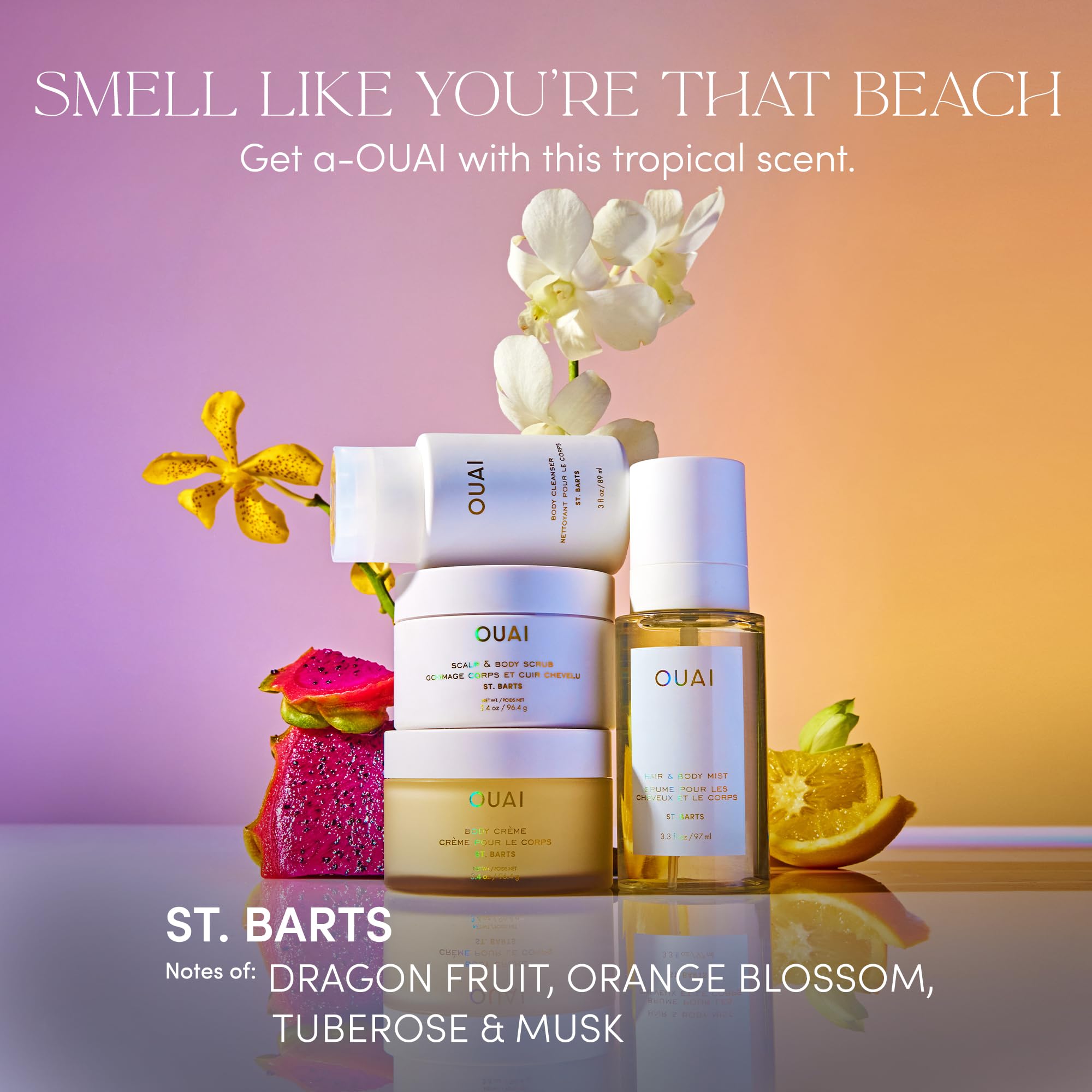 OUAI Body Crème St. Barts - texture fouettée visible pour peau douce