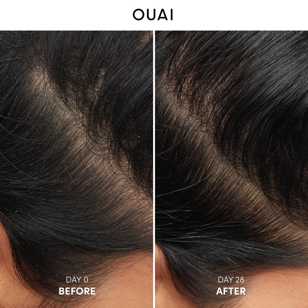 Logo OUAI sur le coffret beauté pour une routine cheveux simplifiée.
