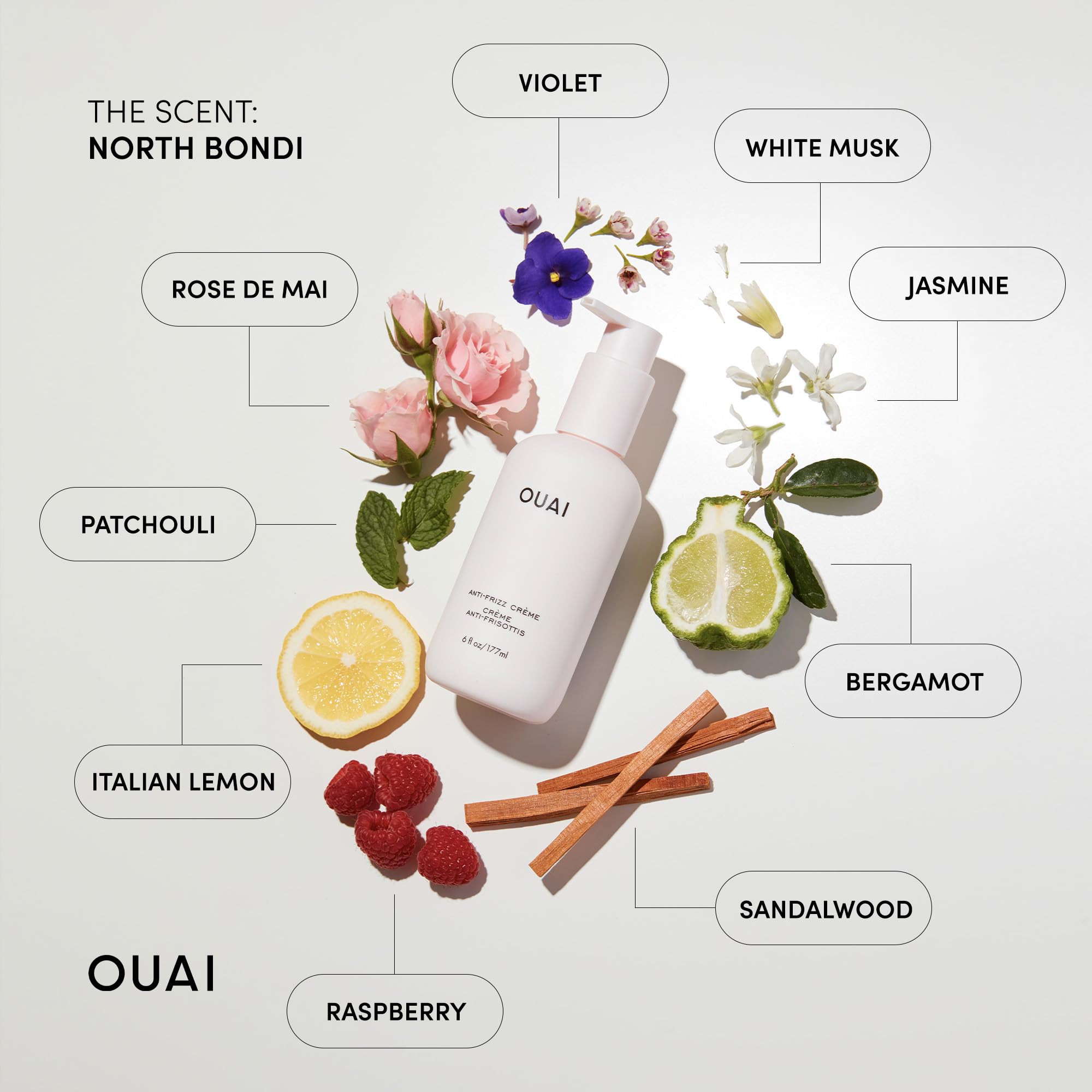 Protection thermique jusqu à 232°C autour des mèches avec OUAI Anti-Frizz.