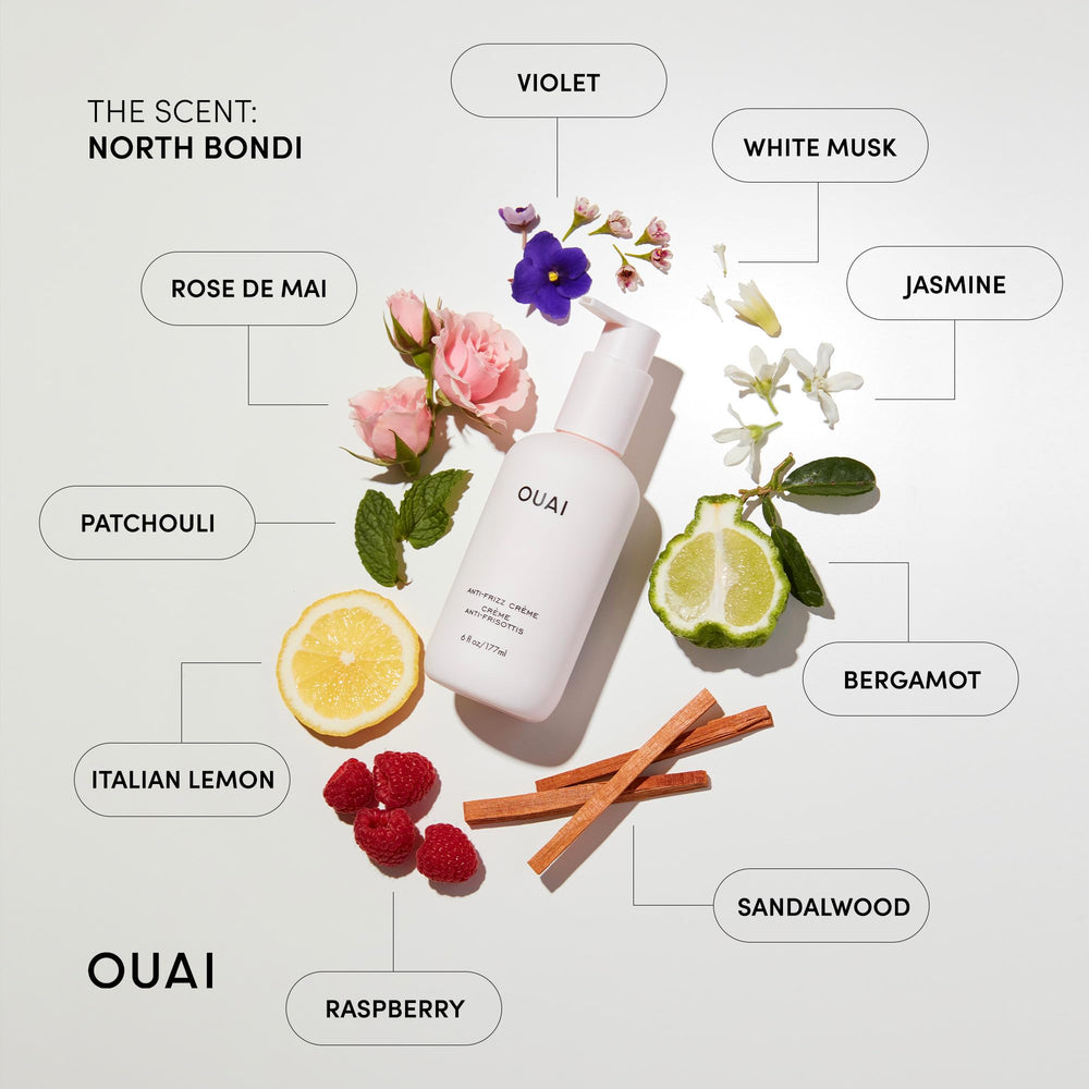 Protection thermique jusqu à 232°C autour des mèches avec OUAI Anti-Frizz.