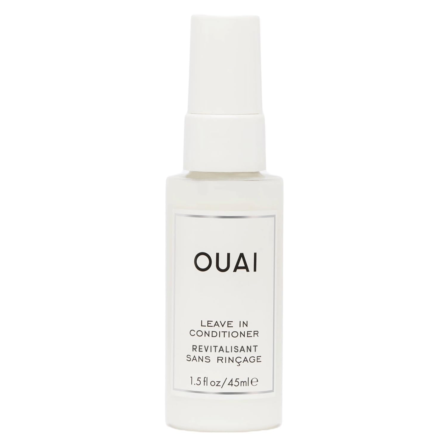 OUAI démelant spray bouteille démontrant démêlage rapide et facile